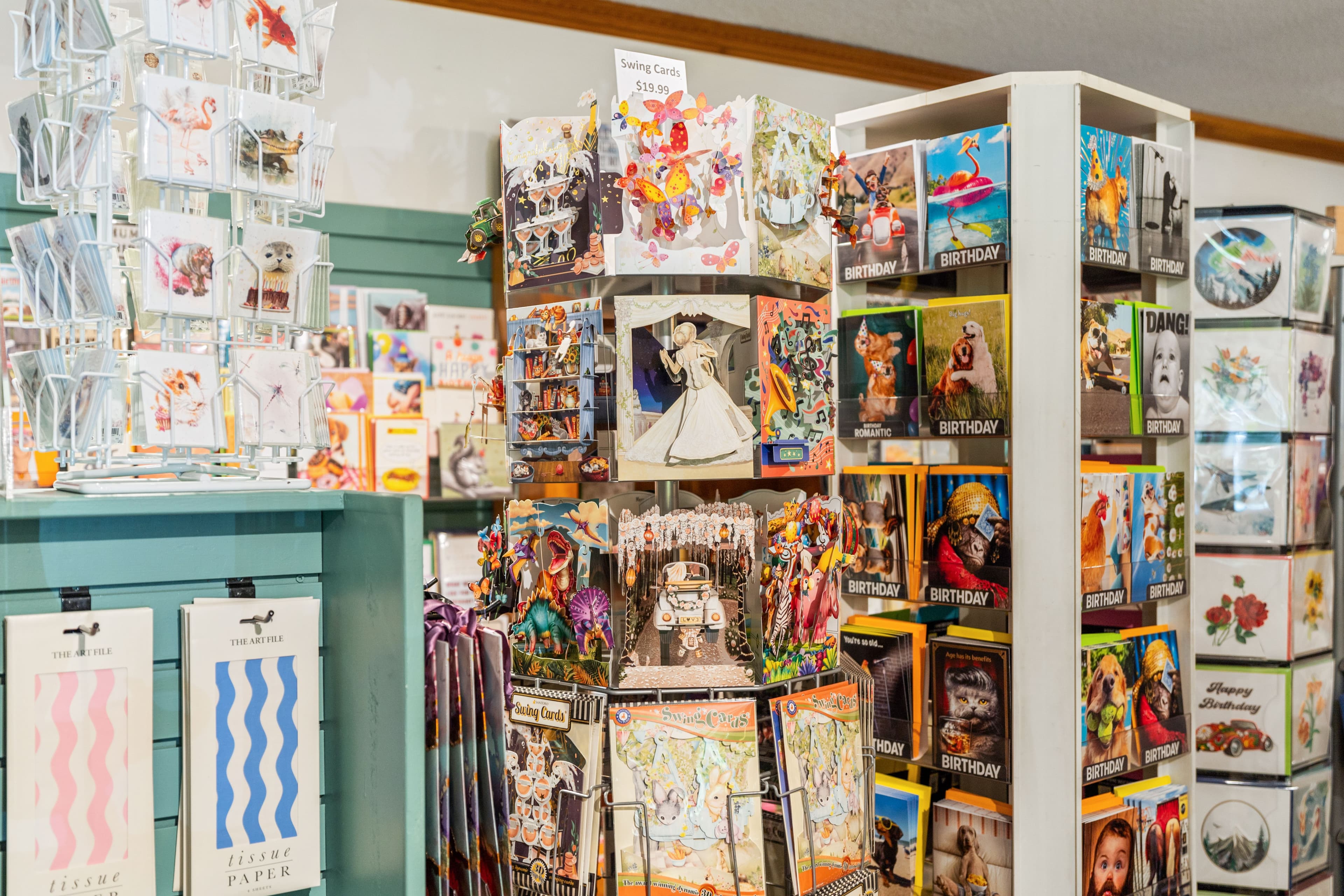 Carousels and racks of birthday and occasion cards